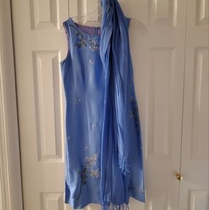 Ann Taylor Size 2 Dress Blue Silk